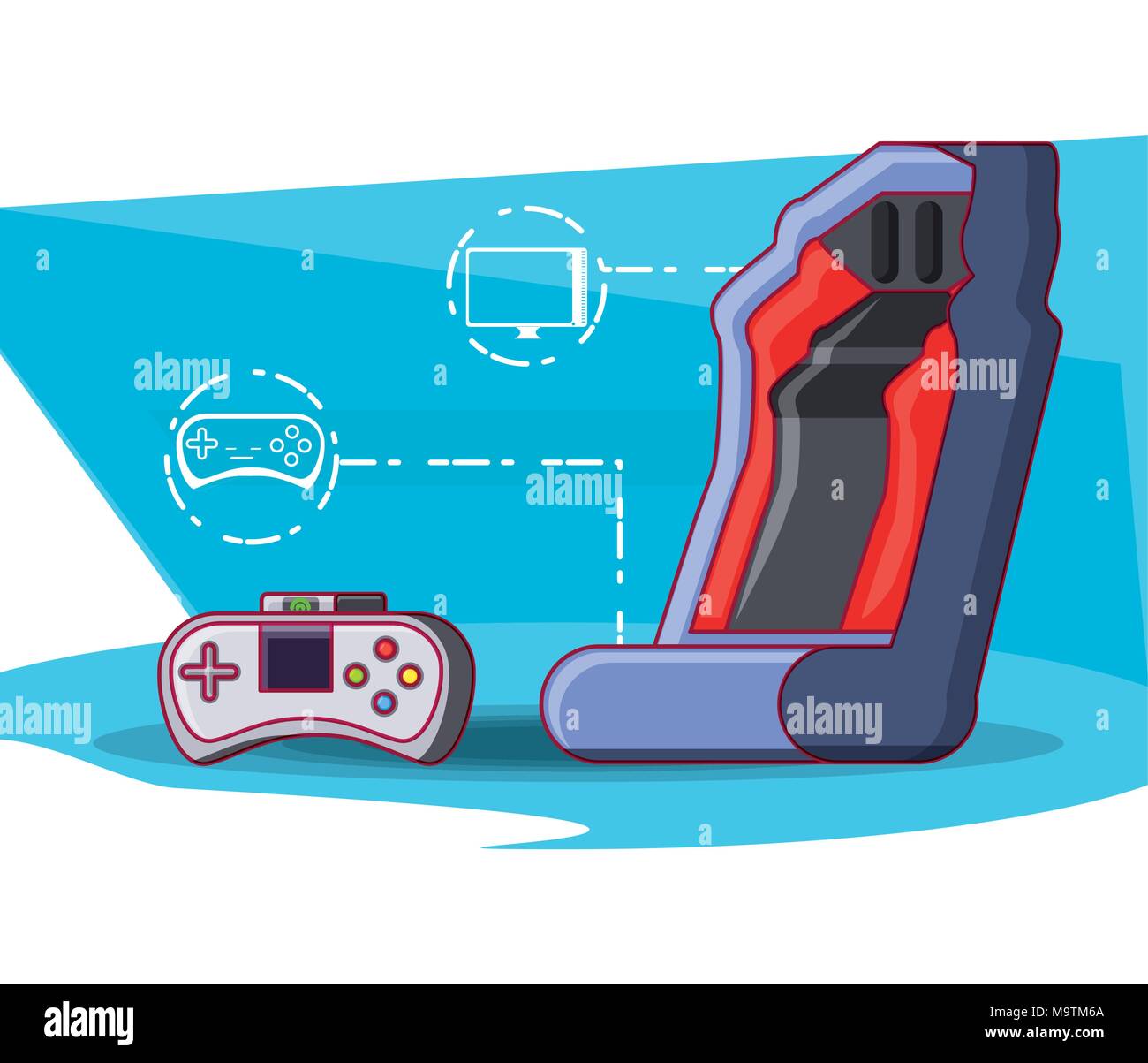 video game control with chair vector illustration design Stock Vector