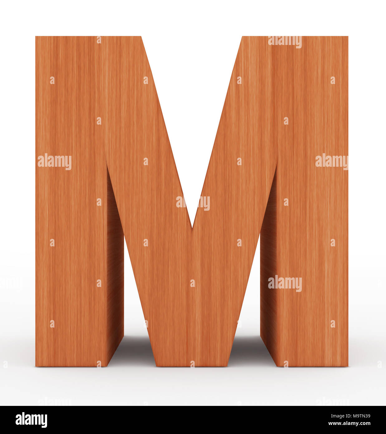 letter M 3d wooden isolated on white - 3d rendering Stock Photo - Alamy