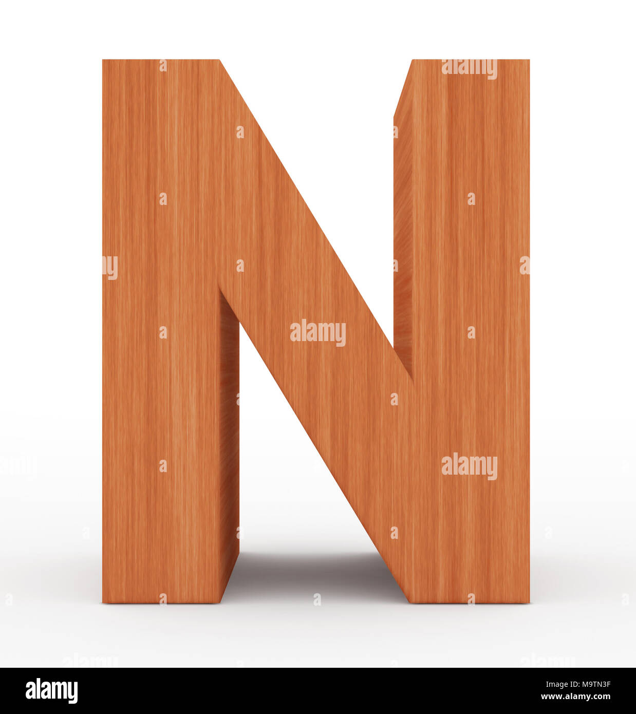 letter N 3d wooden isolated on white - 3d rendering Stock Photo - Alamy