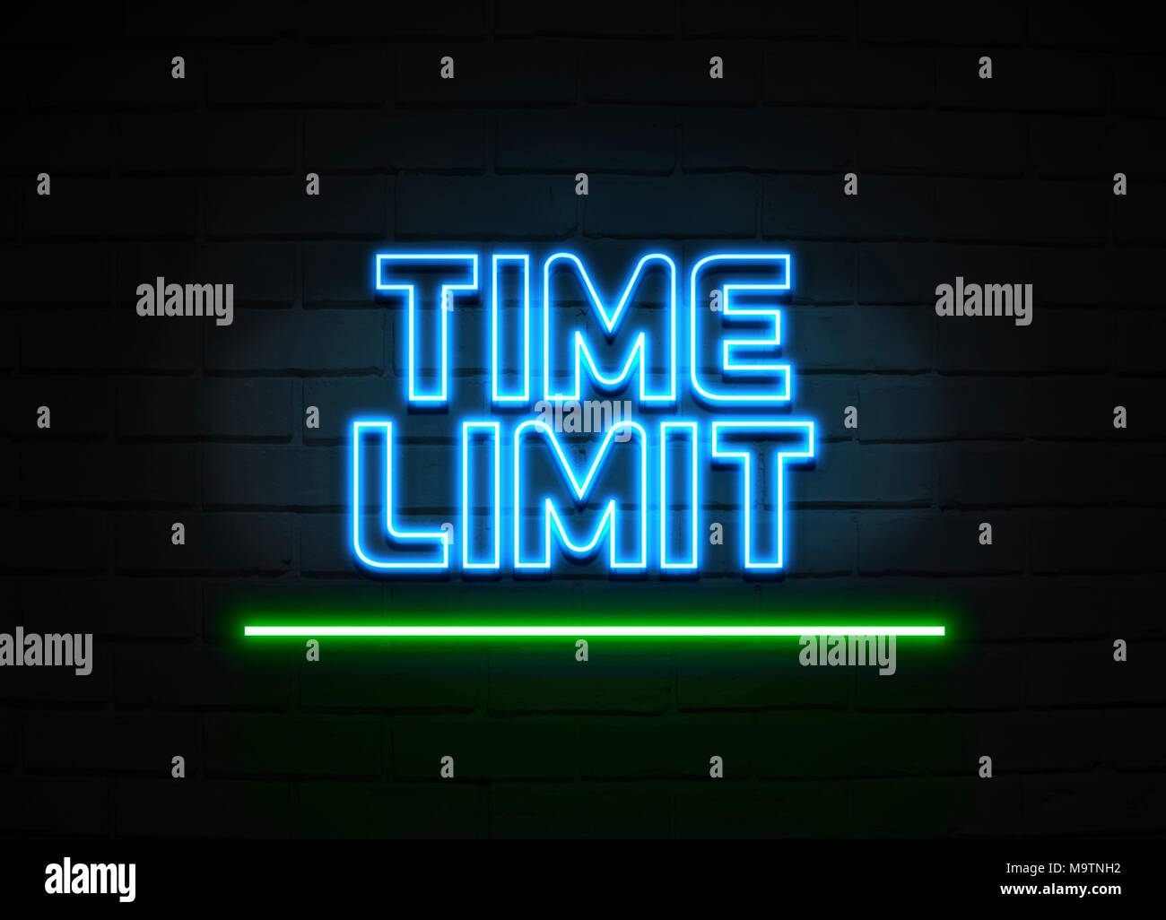 Time Limit neon sign Glowing Neon Sign on brickwall wall 3D