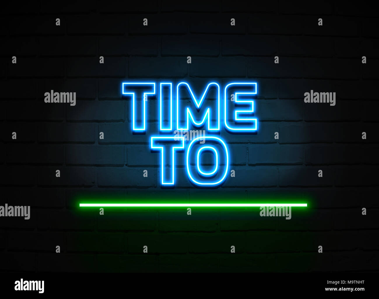 Time To Give neon sign - Glowing Neon Sign on brickwall wall - 3D rendered royalty free stock illustration. Stock Photo