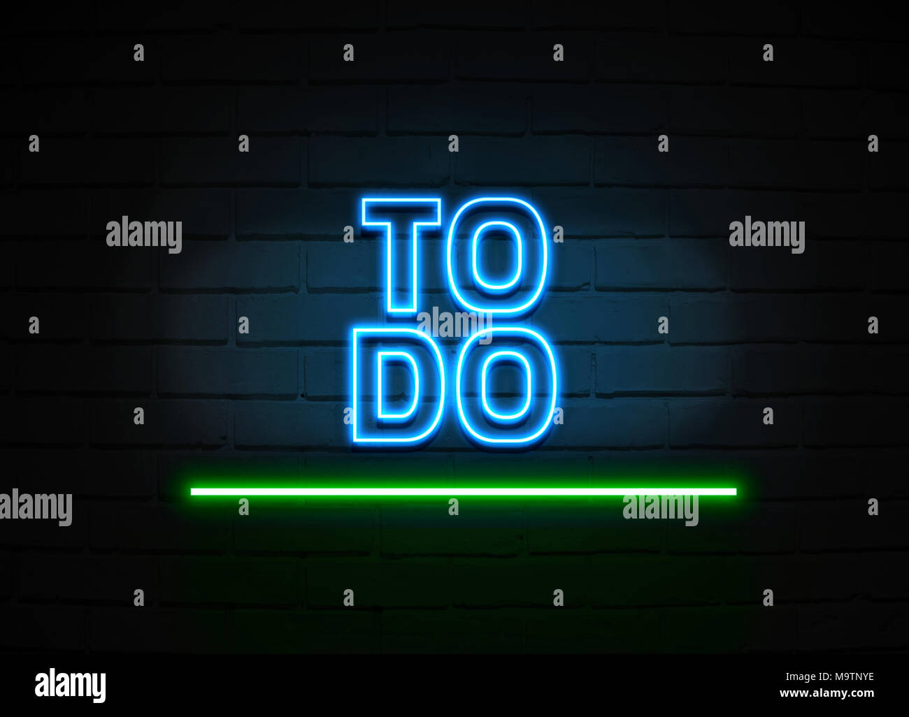 To Do List neon sign - Glowing Neon Sign on brickwall wall - 3D rendered royalty free stock illustration. Stock Photo