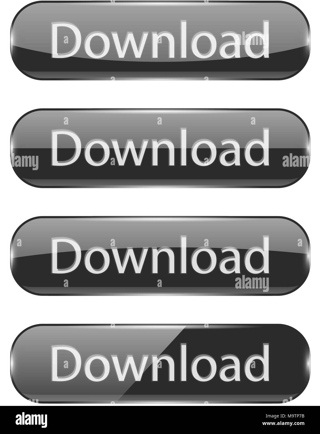 Download black glass buttons. Oval 3d web icons Stock Vector