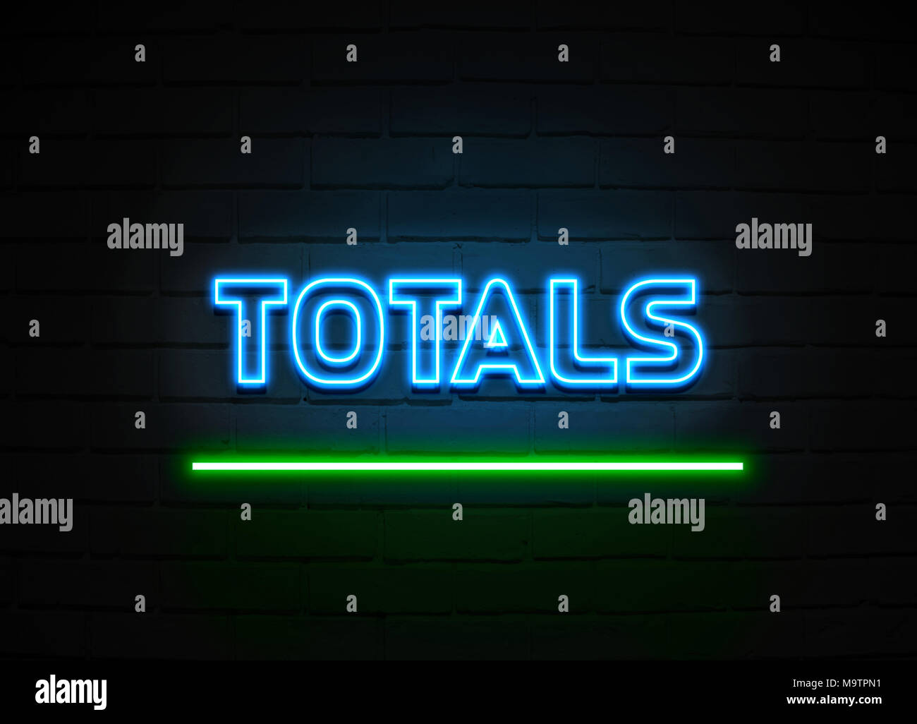 Totals neon sign - Glowing Neon Sign on brickwall wall - 3D rendered royalty free stock illustration. Stock Photo