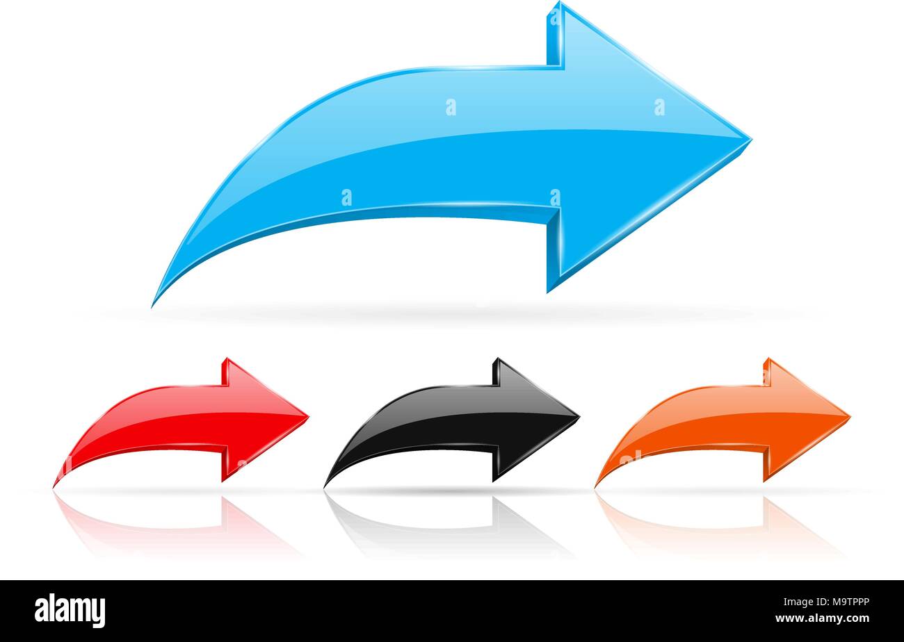 Colored 3d shiny arrows. Web signs Stock Vector