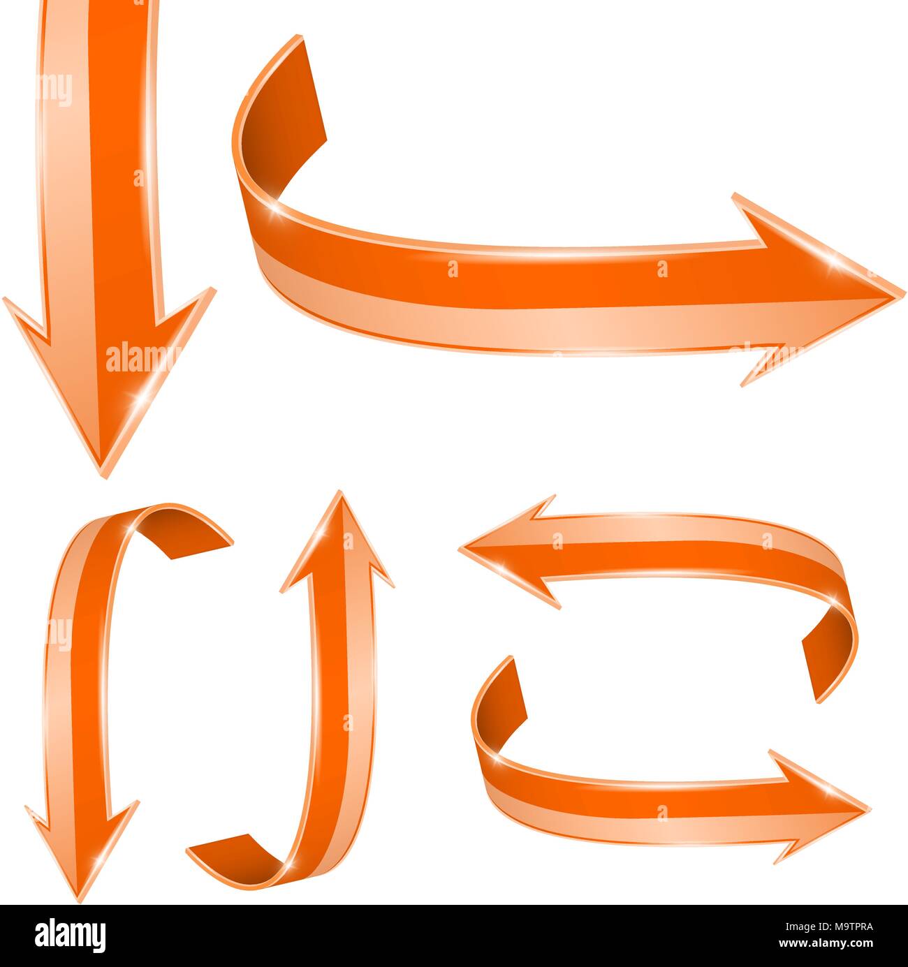 Orange arrows. Vector 3d illustration Stock Vector