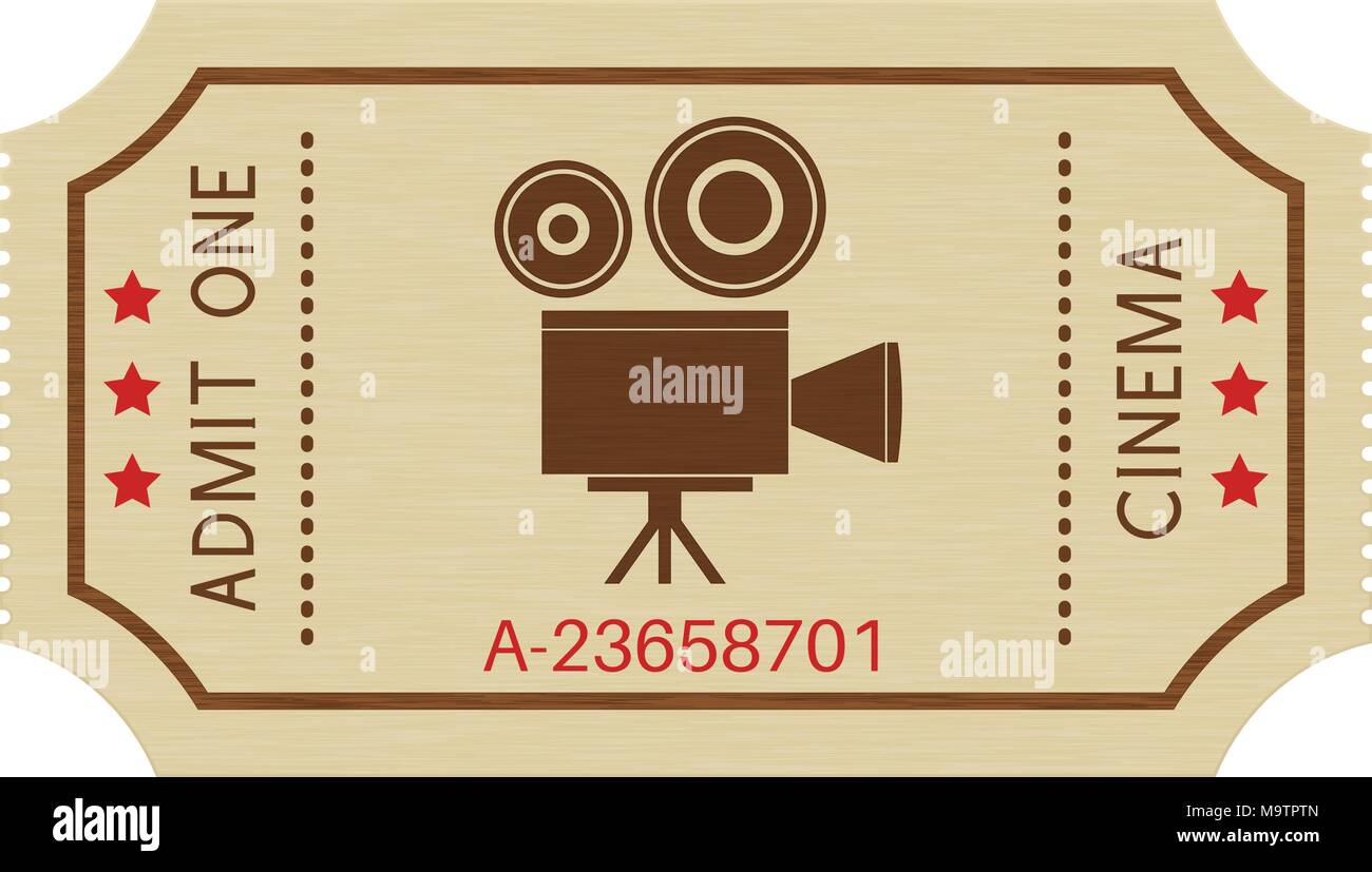 Cinema paper ticket. Old retro styled ticket Stock Vector