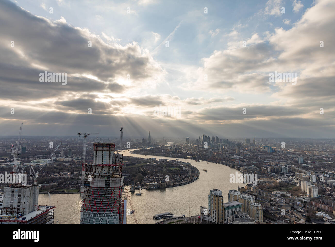 View of the City of London from Docklands Stock Photo