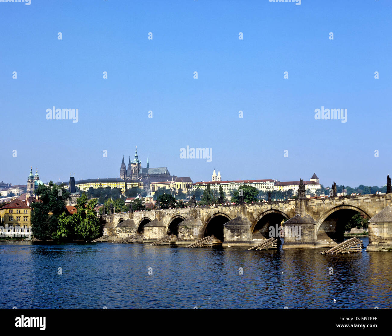 9043. Charles Bridge & Hradcany Castle, Prague, Czech Republic, Europe Stock Photo