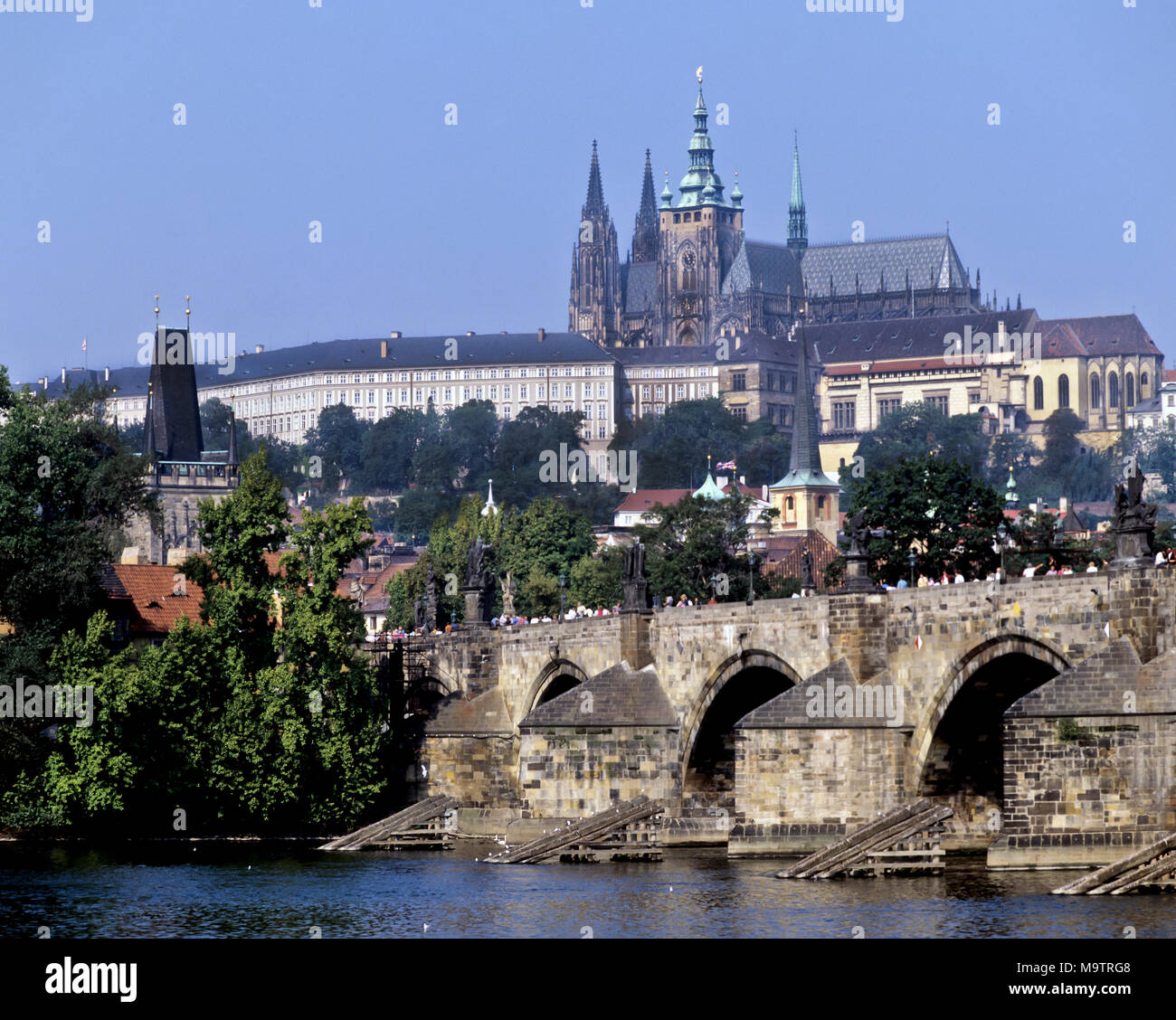 9045. Charles Bridge & Hradcany Castle, Prague, Czech Republic, Europe Stock Photo