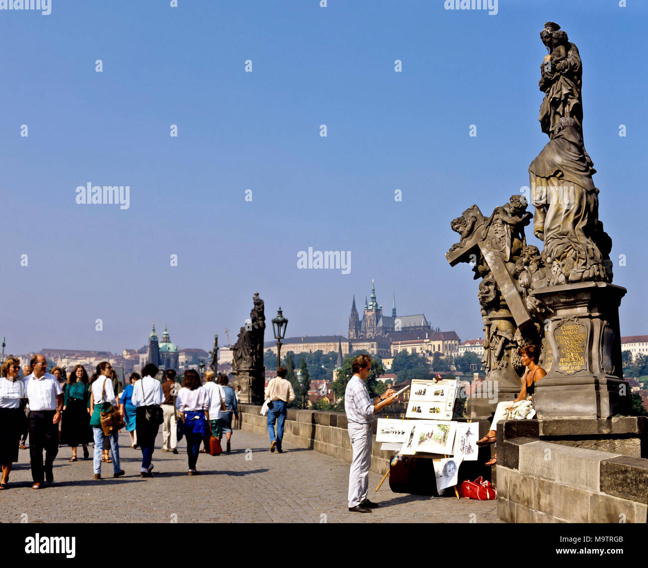 9046. People on Charles Bridge, Prague, Czech Republic, Europe Stock Photo