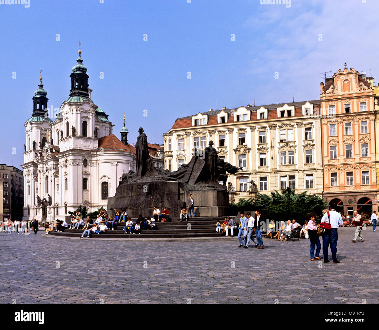 9068. Jan Hus Memorial, Old Town Square, Prague,  Czech Republic, Europe Stock Photo