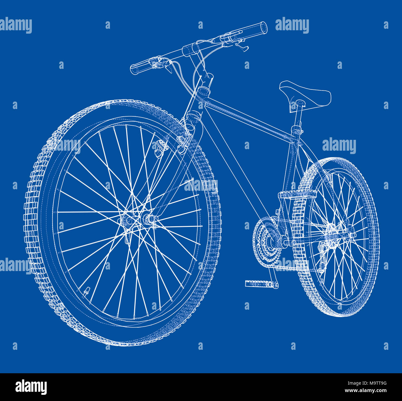 Bicycle blueprint 3d illustration Stock Photo - Alamy