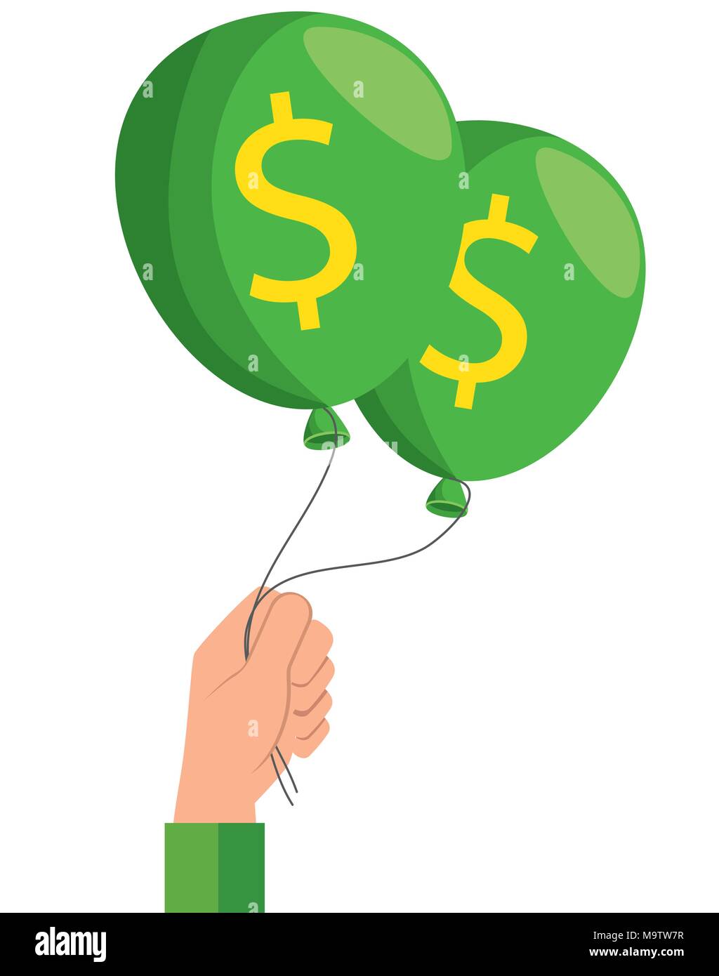 hand with dollars balloons vector illustration design Stock Vector