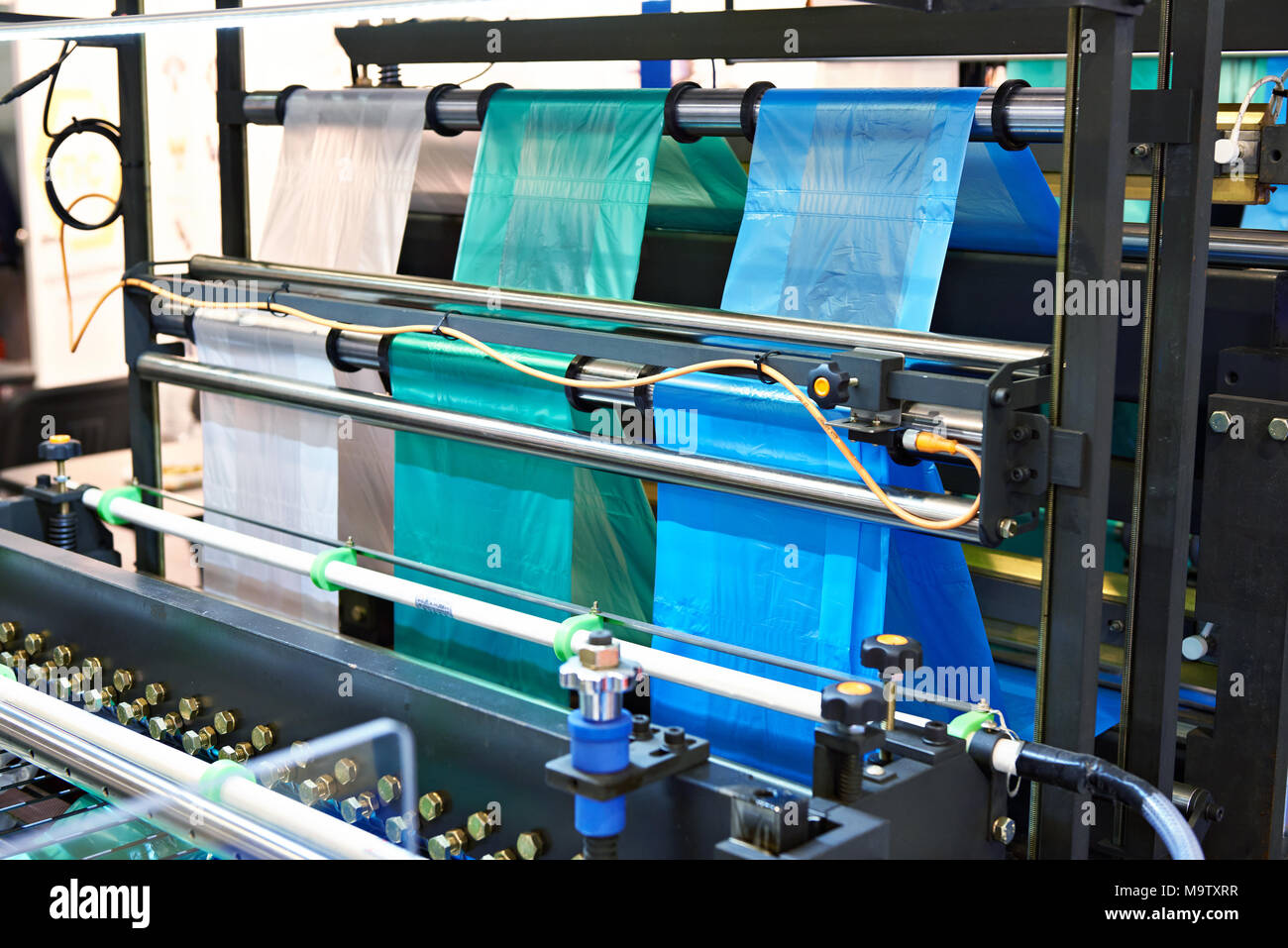 Machine for the production of plastic bags Stock Photo - Alamy