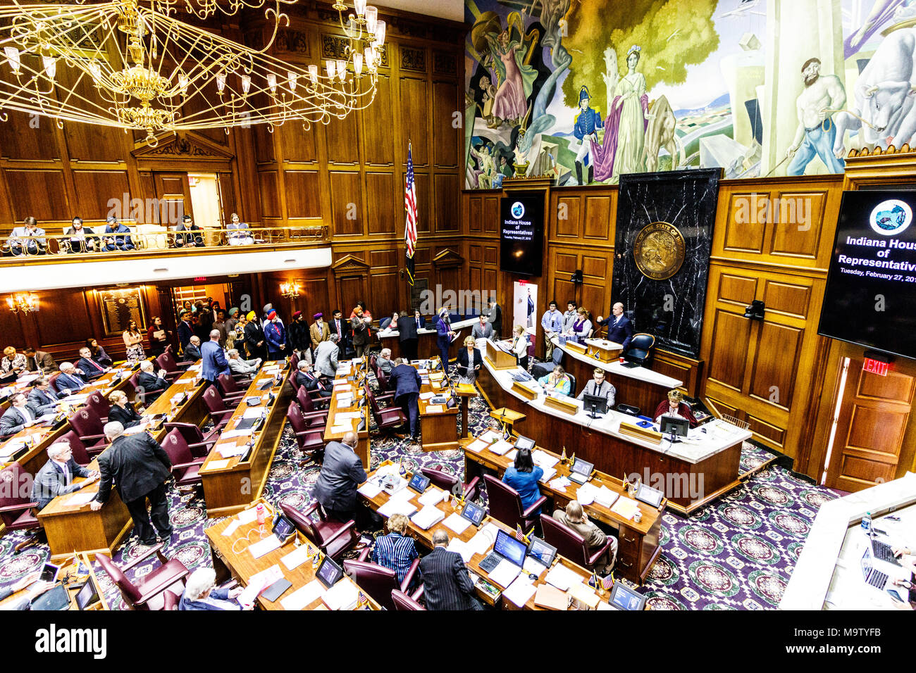 Indianapolis - Circa February 2018: Indiana State House of Representatives in session making arguments for and against a Bill IV Stock Photo