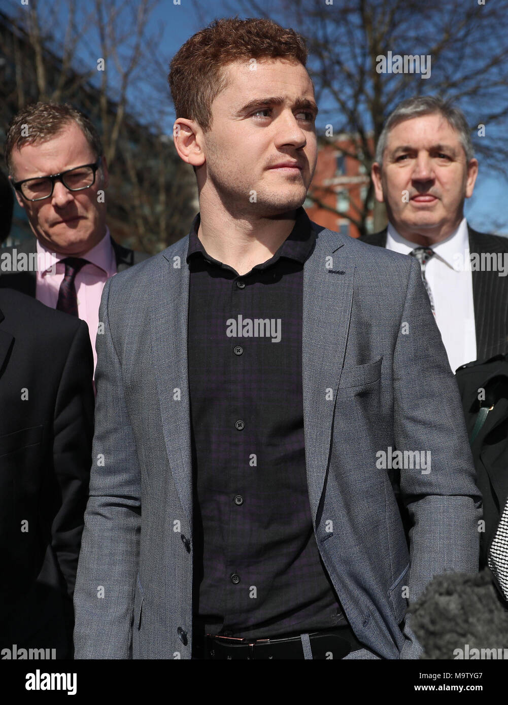 Ireland and Ulster rugby player Paddy Jackson leaving Belfast Crown Court after he was found not guilty of raping a woman at a property in south Belfast in June 2016. Stock Photo