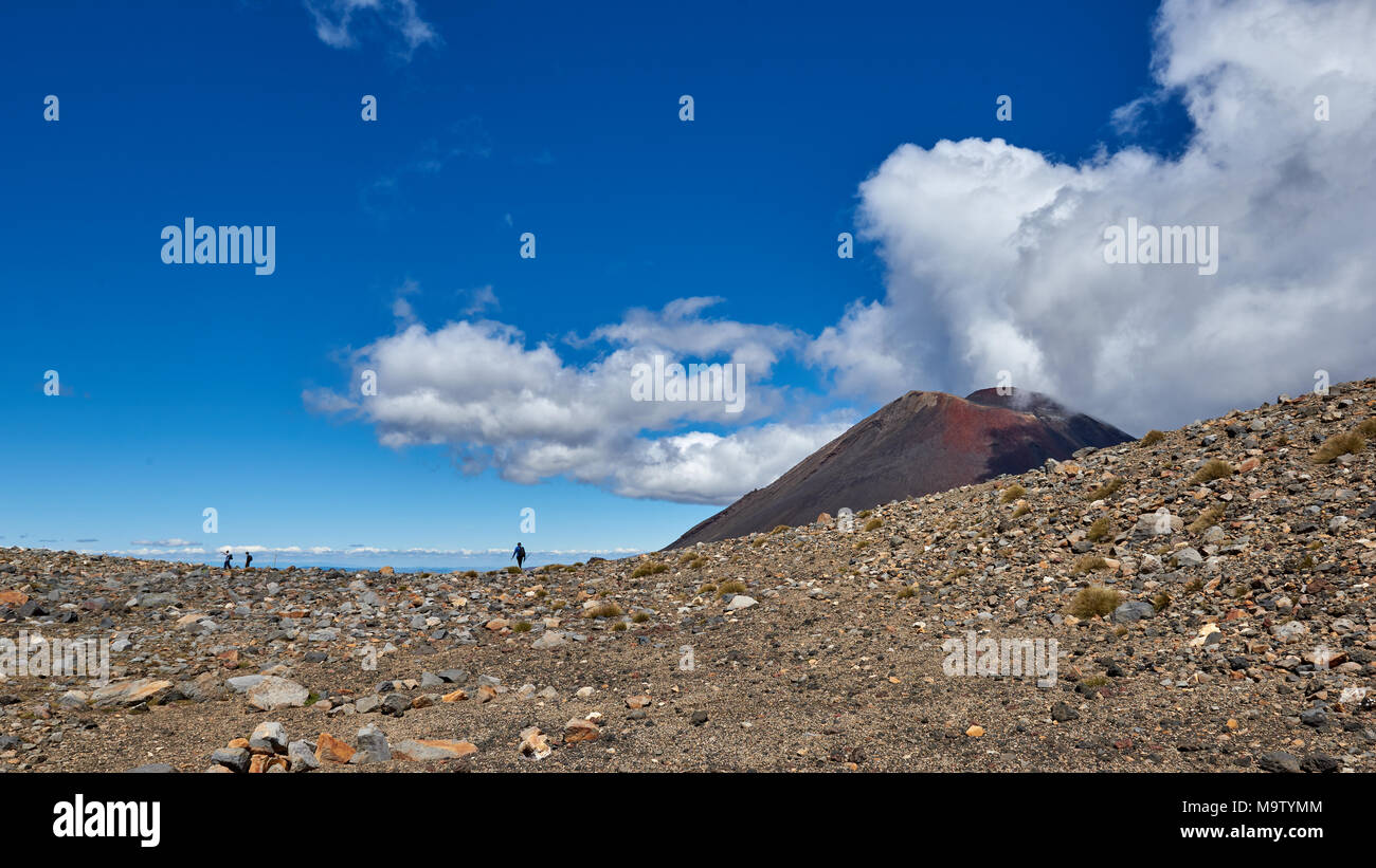 Views along the trail of the Tongariro Alpine Crossing, New Zealand ...