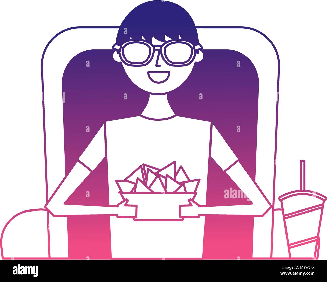 Man Watching Movie In Cinema With 3d Glasses Stock Vector Image Art