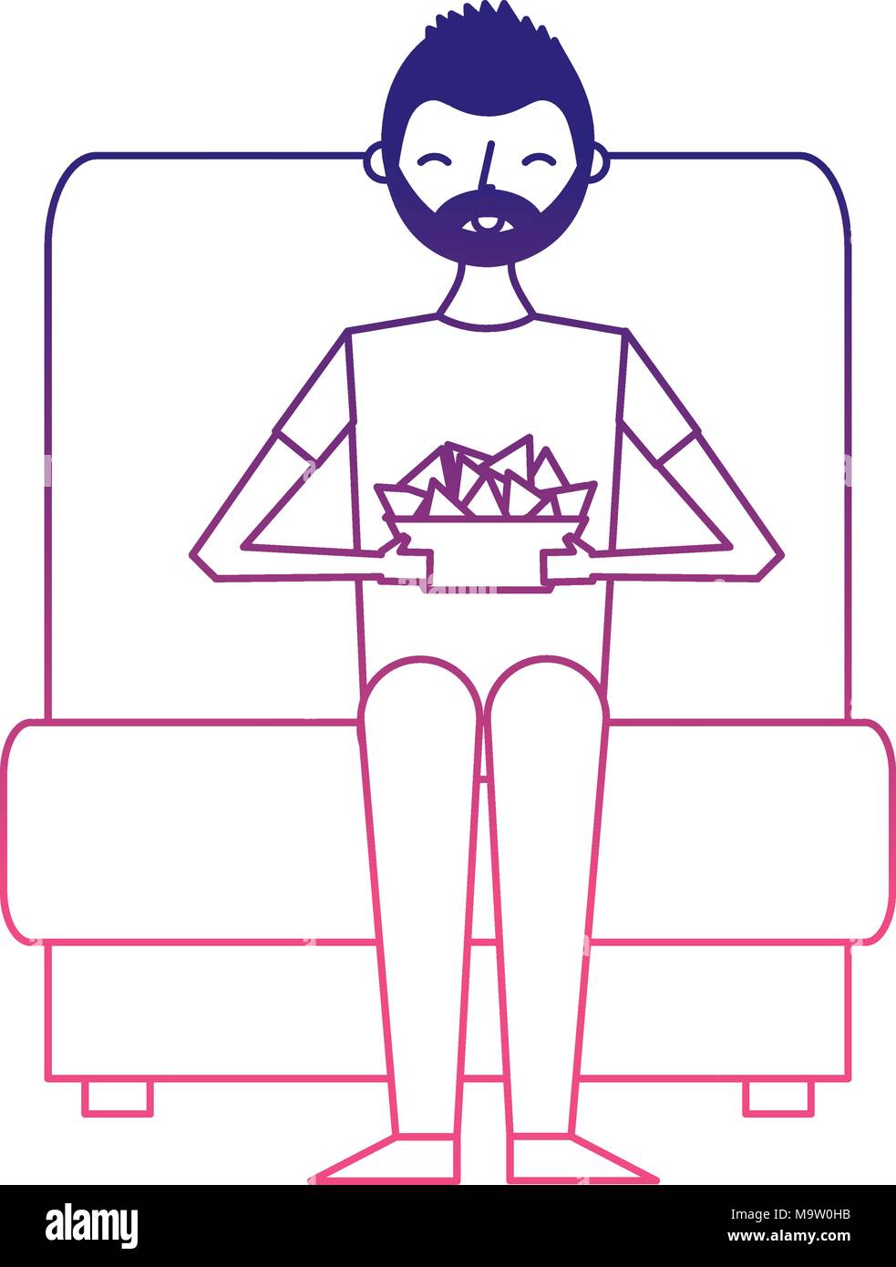 Man Watching Movie In Cinema And Eating Snacks Stock Vector Image Art