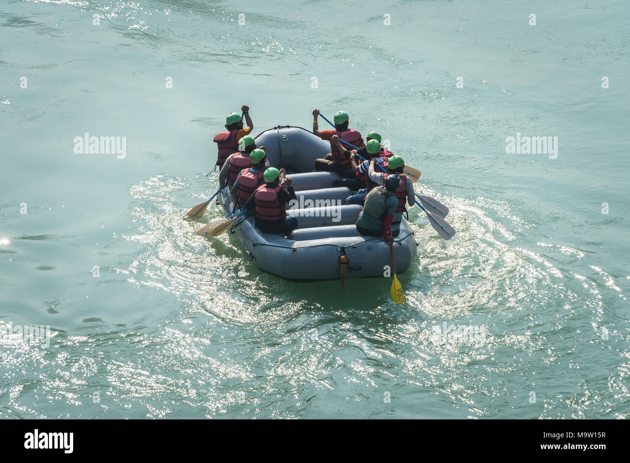 Rafting on the Ganges river in Rishikesh India. Extreme sport. Rafting ...