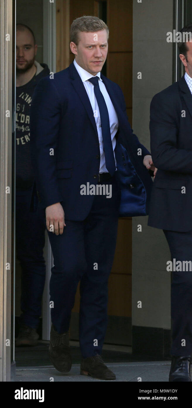 Ireland and Ulster rugby player Stuart Olding leaves Belfast Crown Court after he was found not guilty of raping a woman at a property in south Belfast in June 2016. Stock Photo