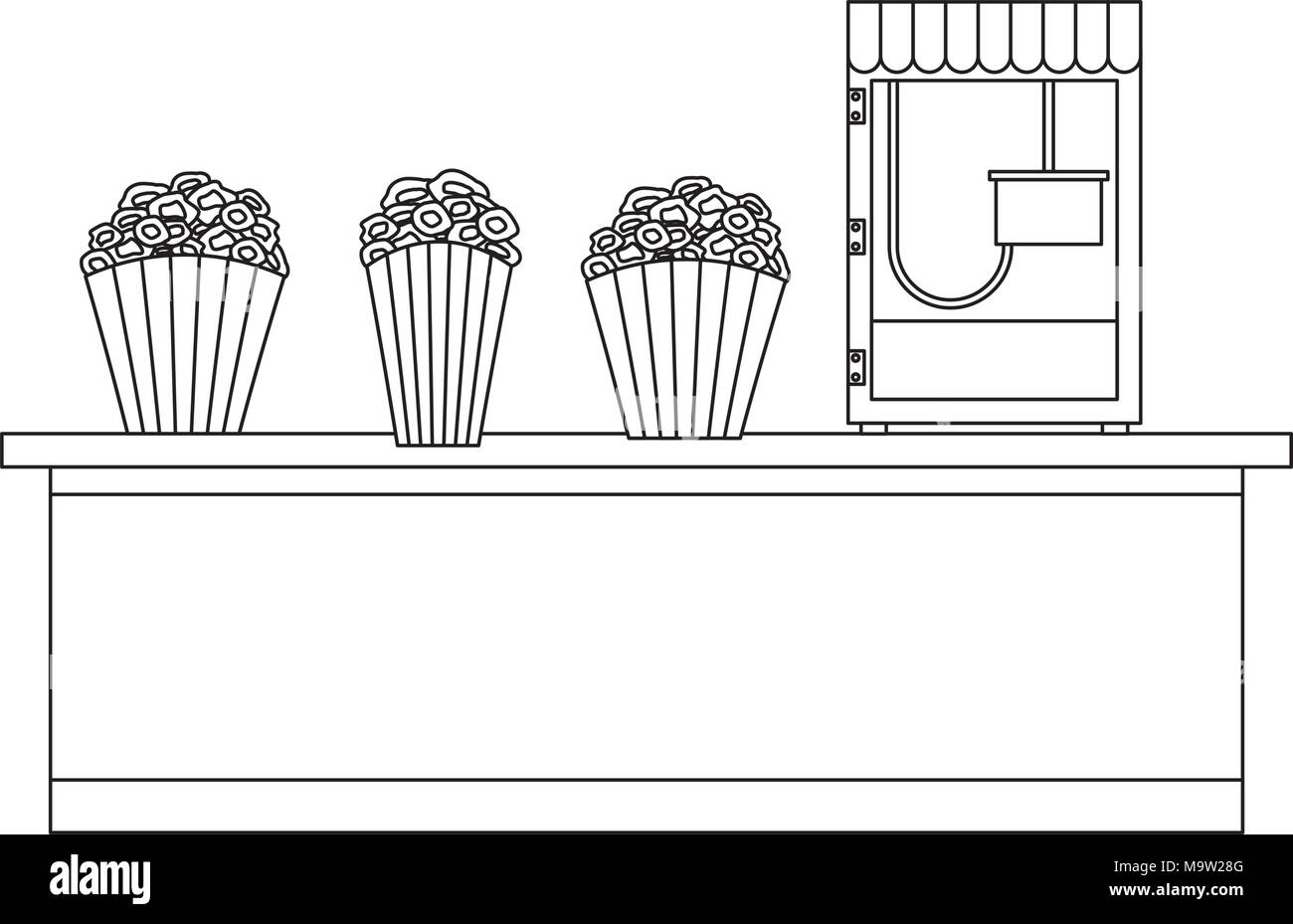 Movie theater popcorn machine Black and White Stock Photos