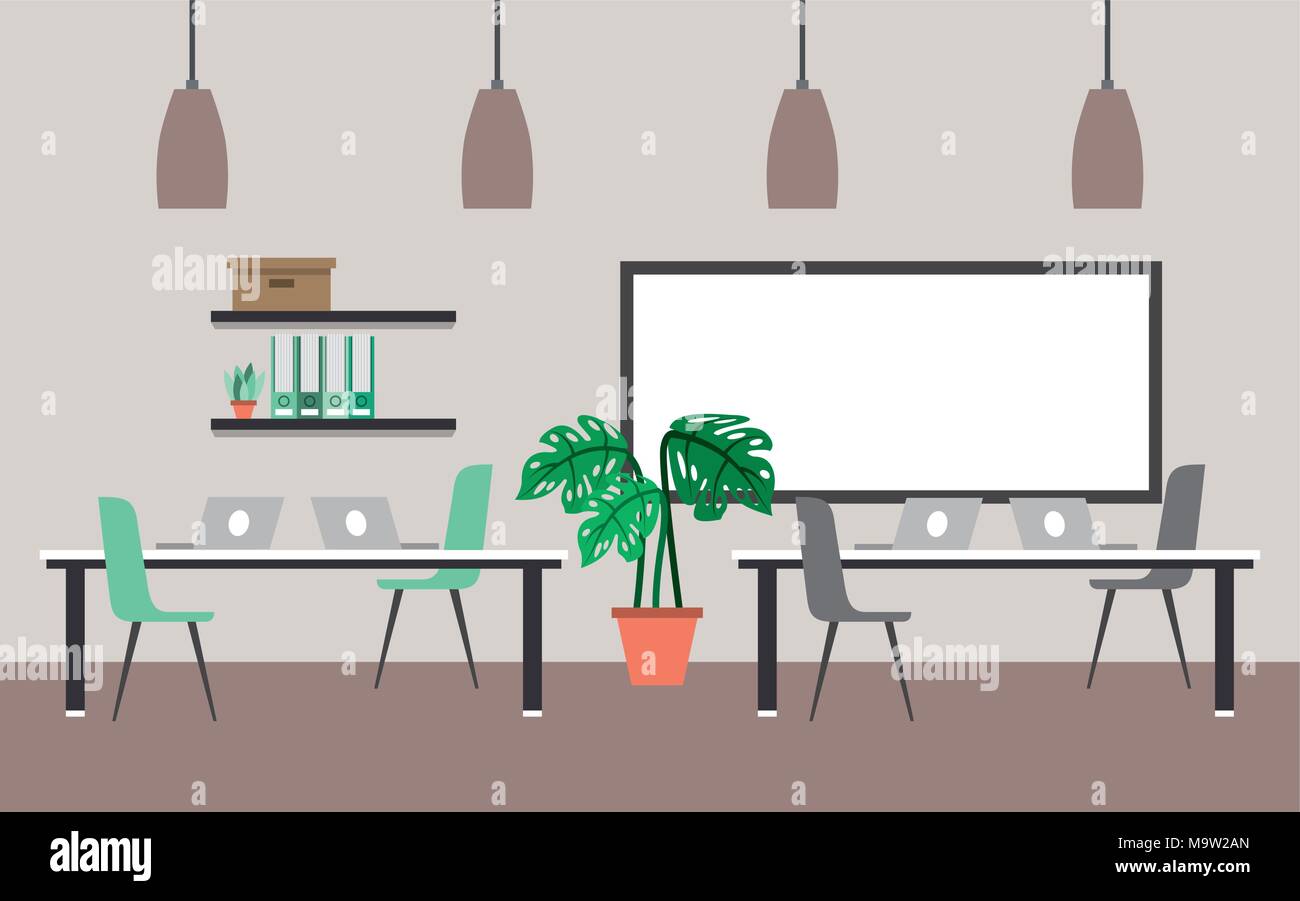 interiores workspace coffee shop restaurant Stock Vector
