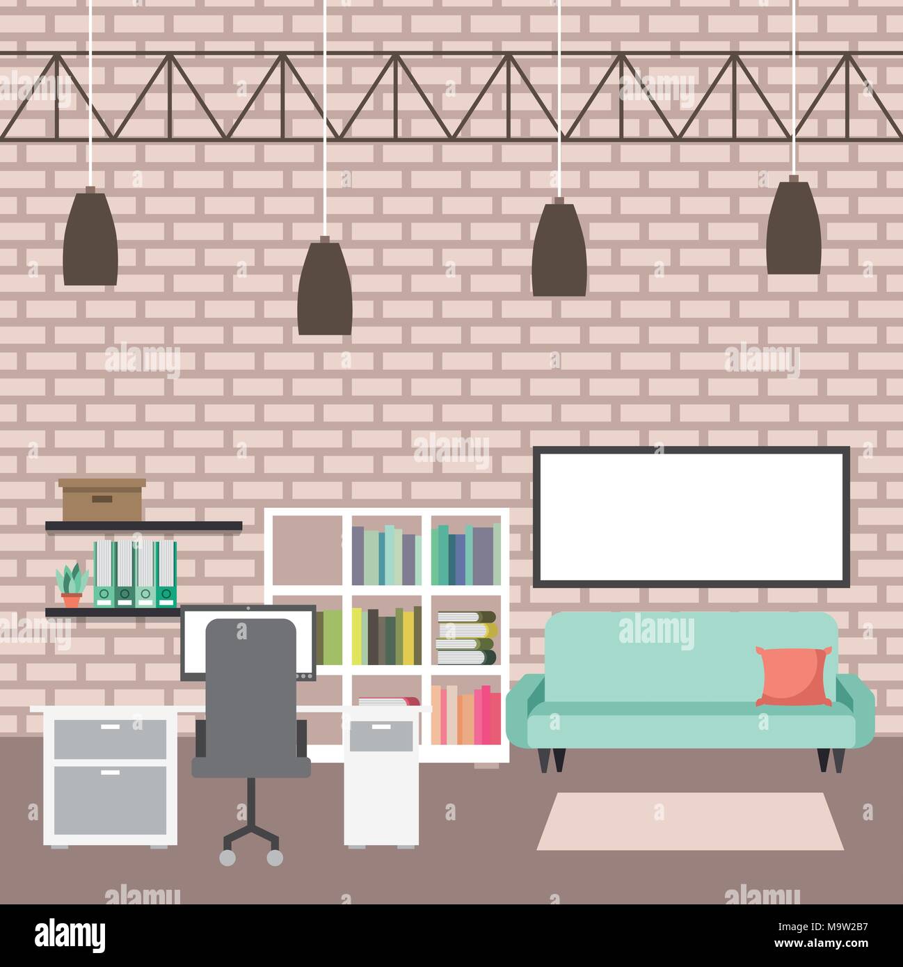 interiores workspace coffee shop restaurant Stock Vector