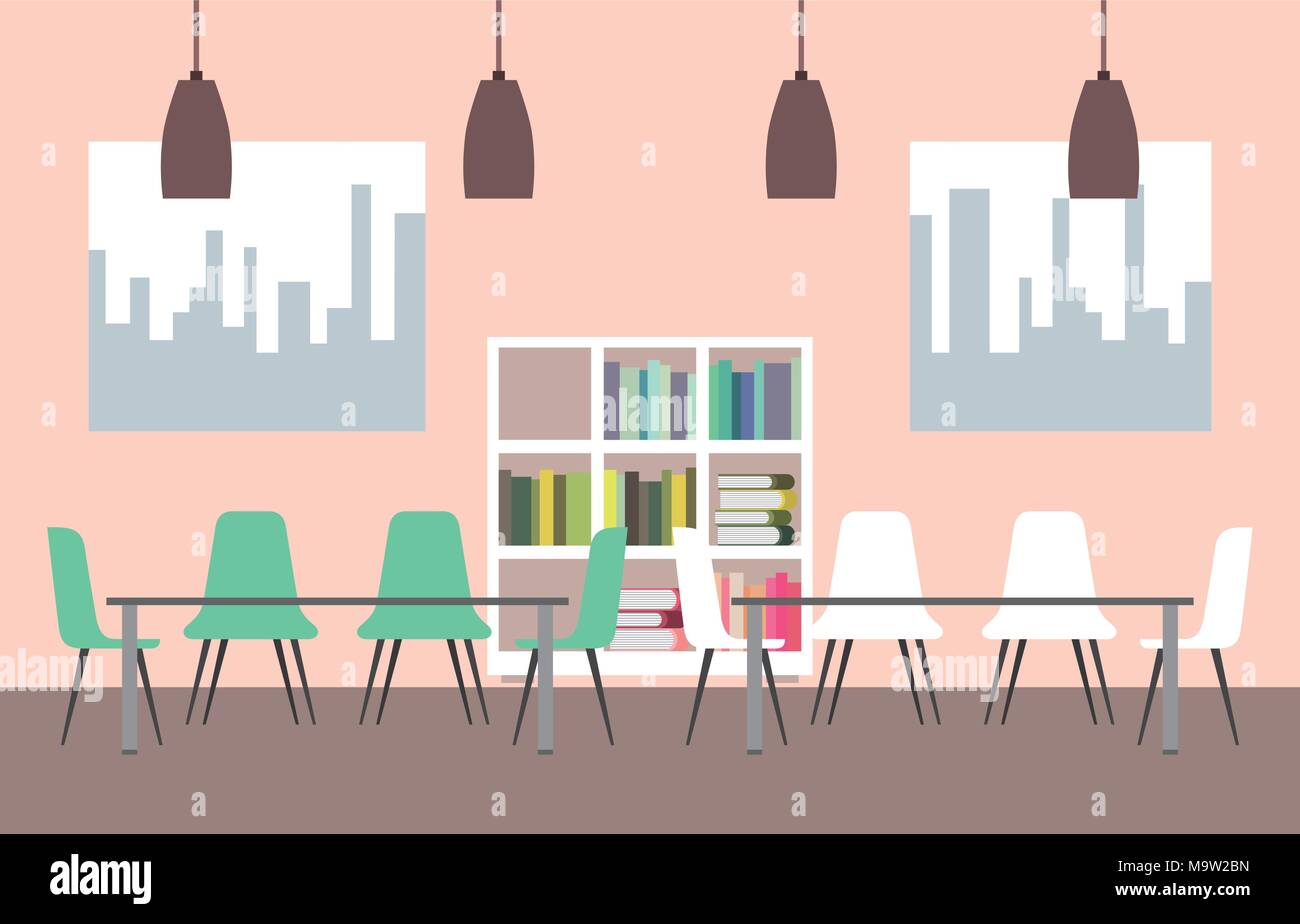 interiores workspace coffee shop restaurant Stock Vector