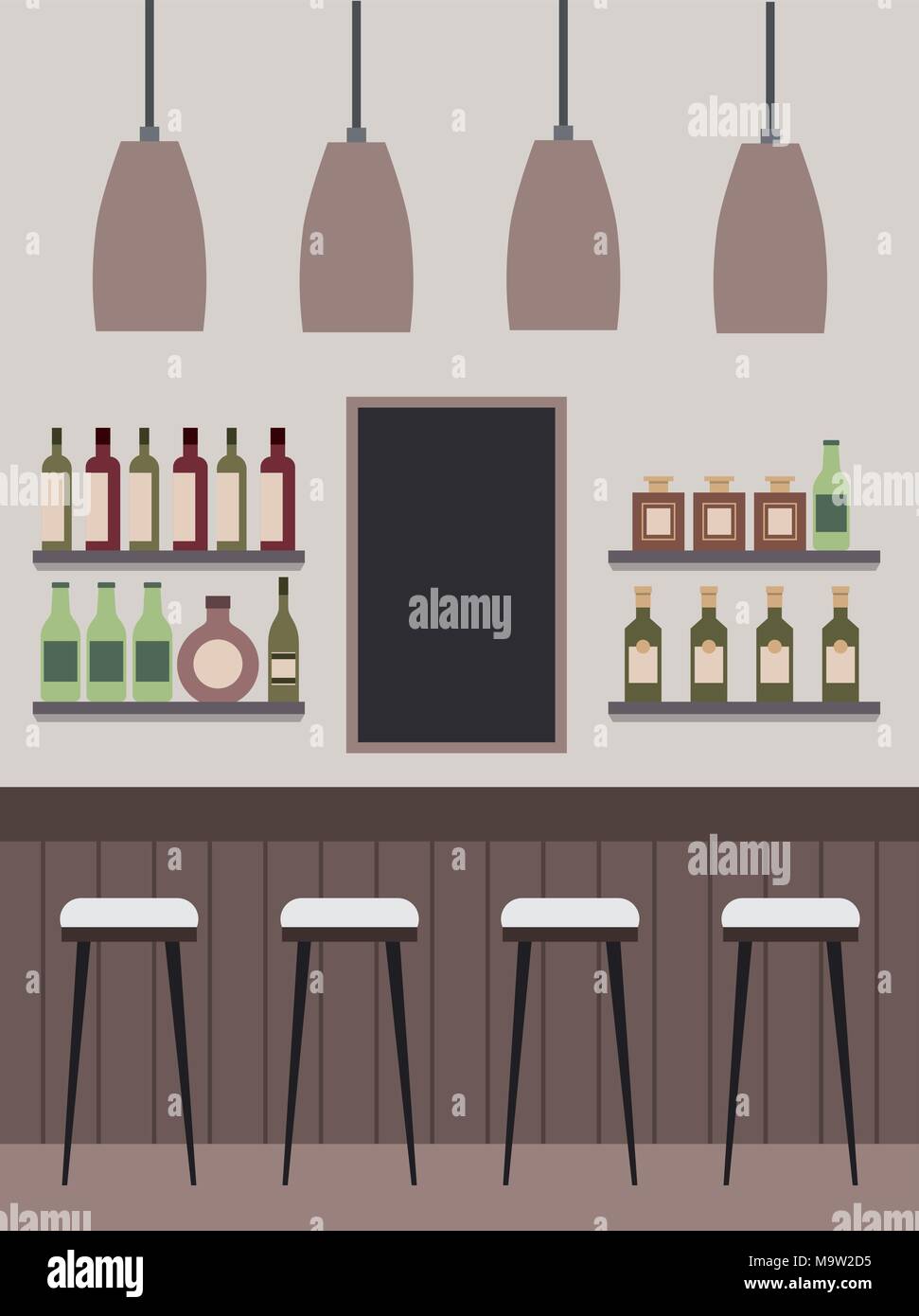 interiores workspace coffee shop restaurant Stock Vector