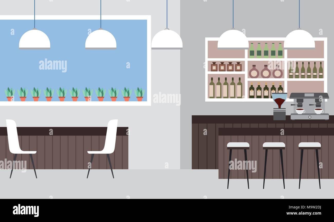 interiores workspace coffee shop restaurant Stock Vector