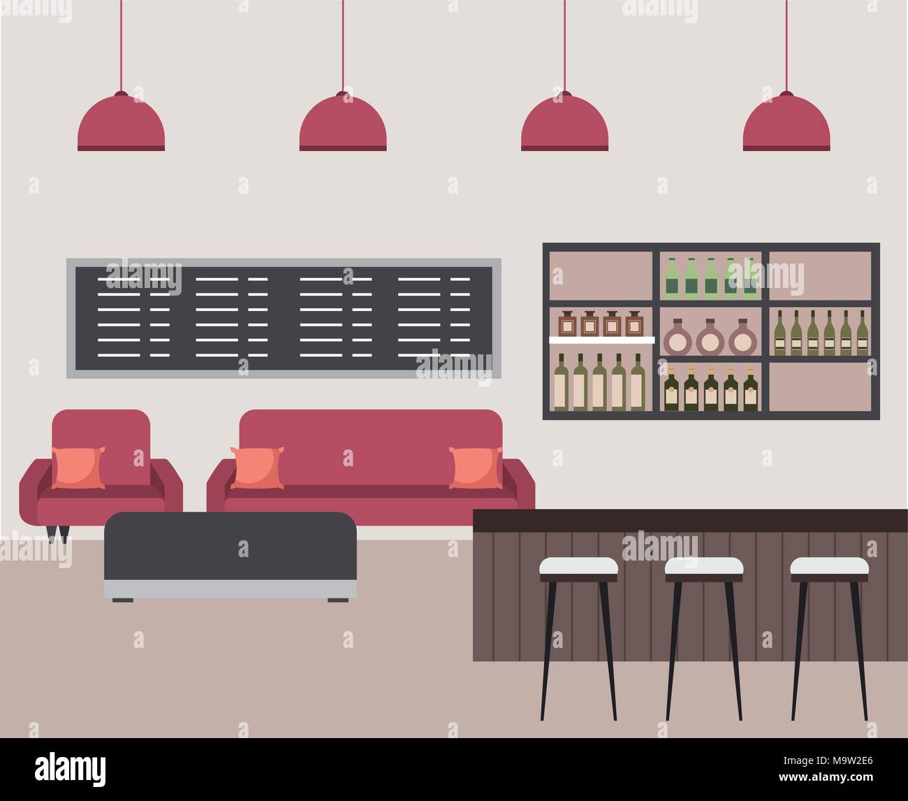 interiores workspace coffee shop restaurant Stock Vector