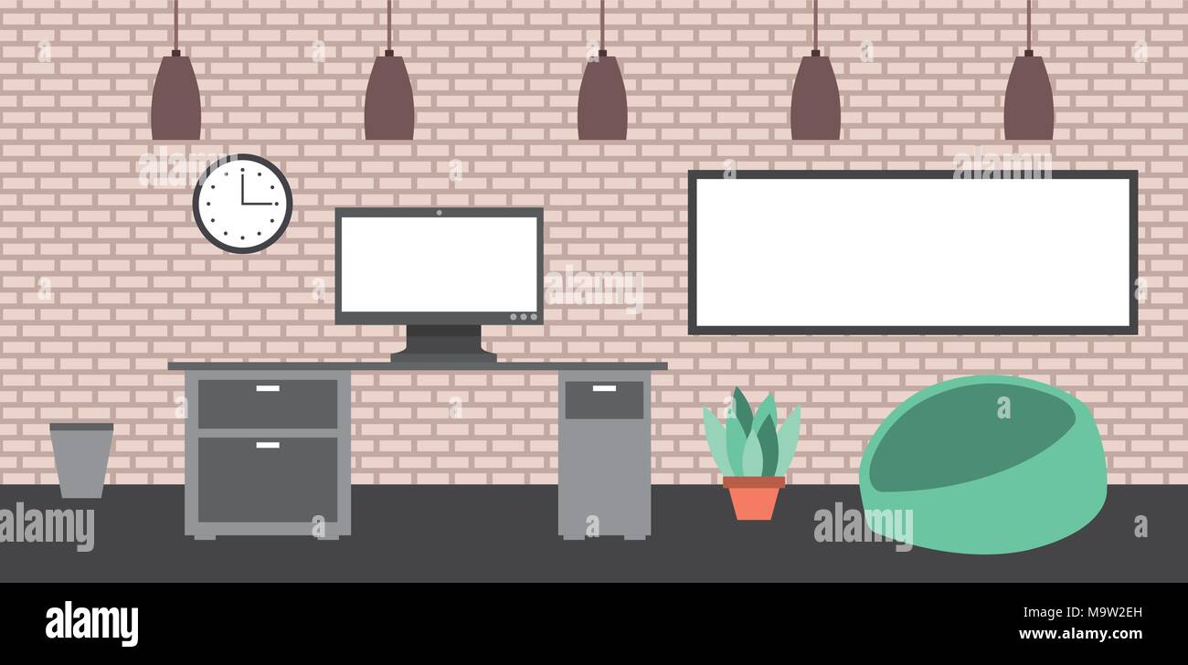 interiores workspace coffee shop restaurant Stock Vector