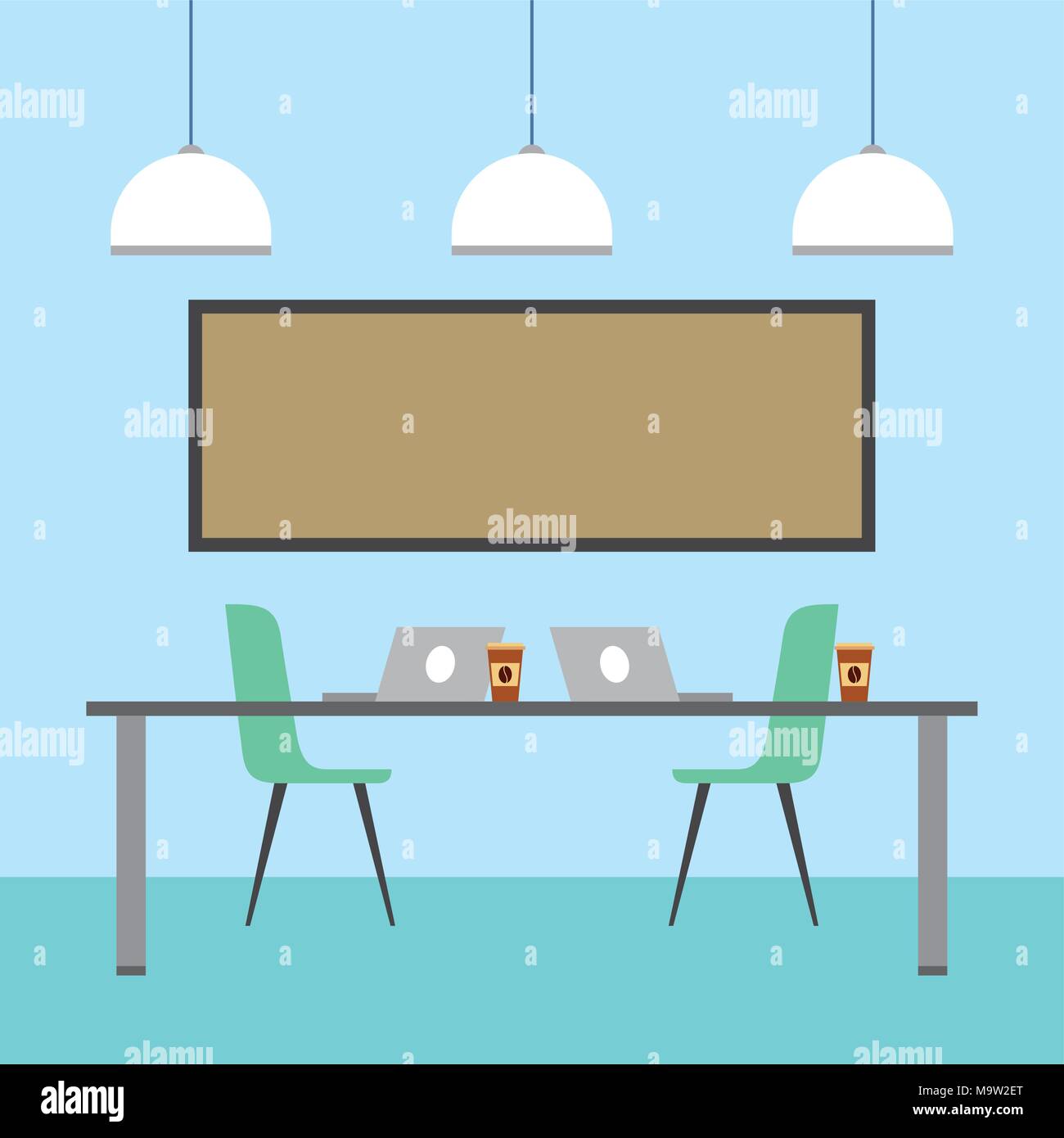 interiores workspace coffee shop restaurant Stock Vector