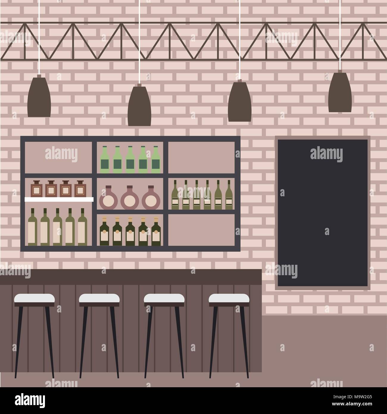 interiores workspace coffee shop restaurant Stock Vector