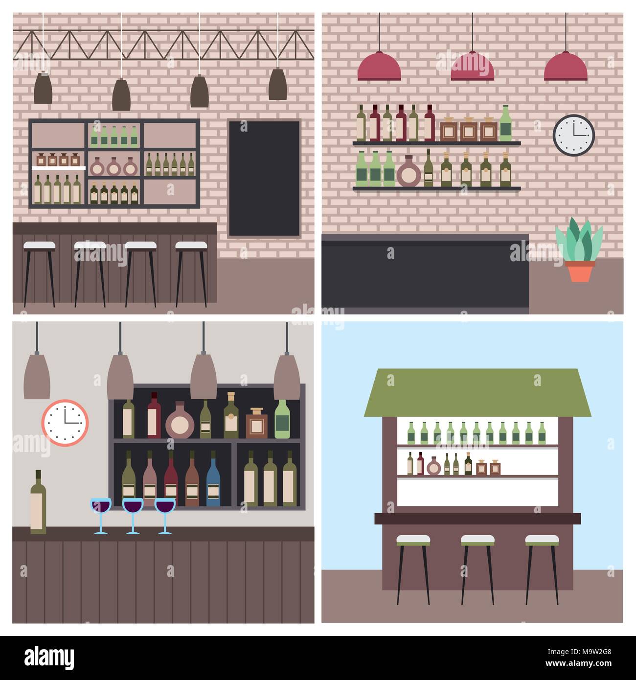 interiores workspace coffee shop restaurant Stock Vector