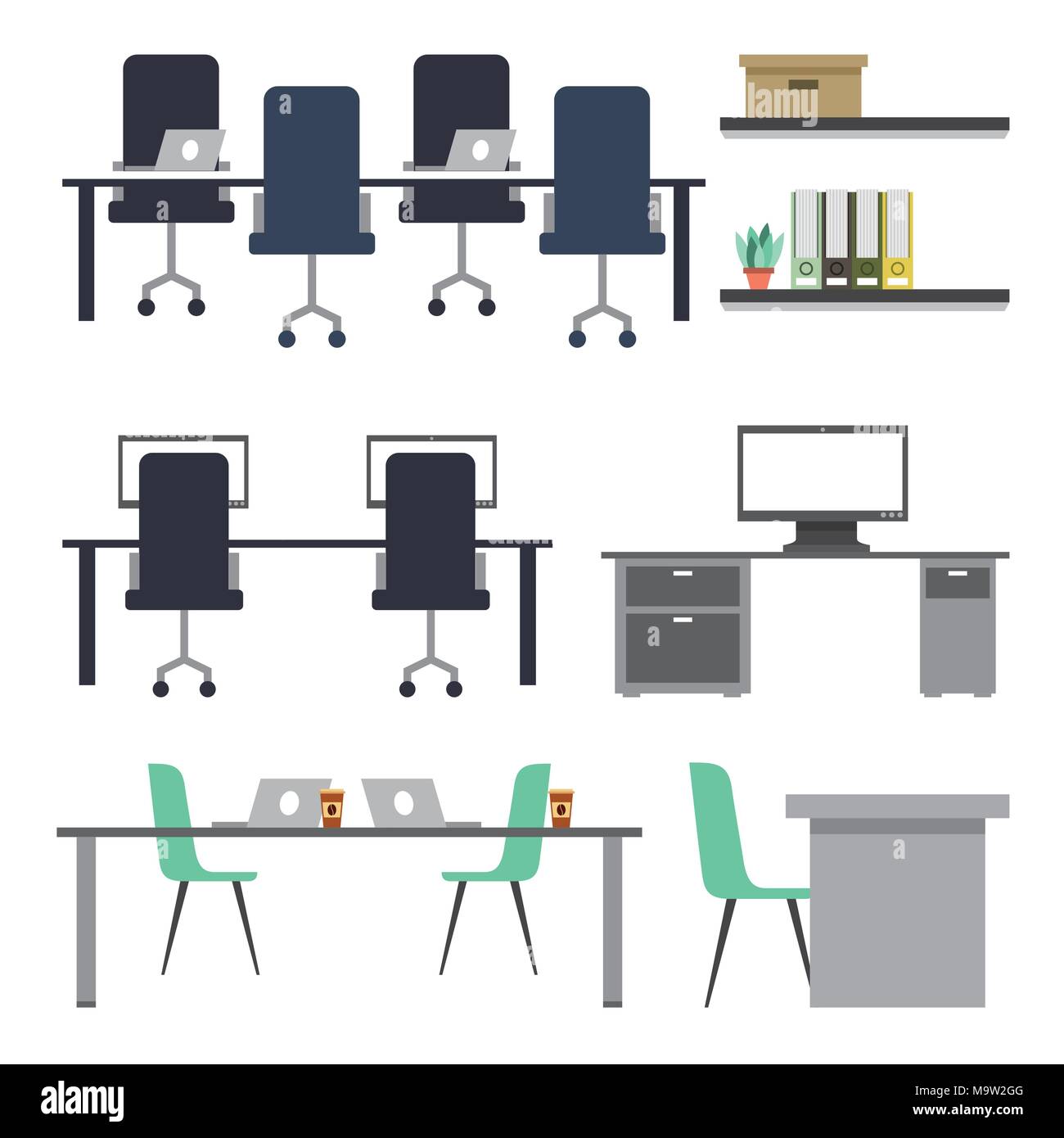 interiores workspace coffee shop restaurant Stock Vector