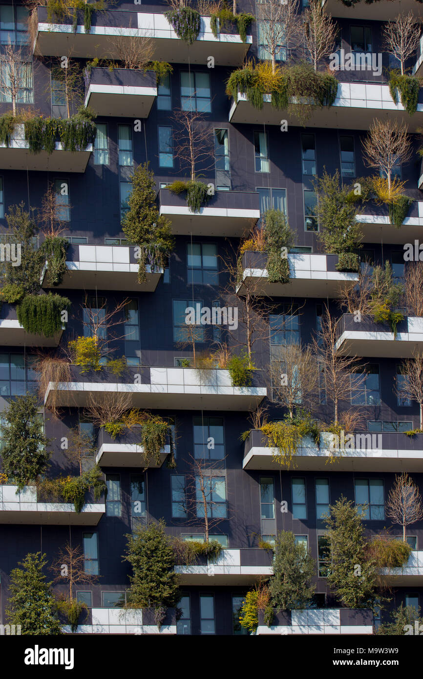 the Vertical Forest Palace, 'Bosco Verticale', detail, Milan, Italy Stock Photo