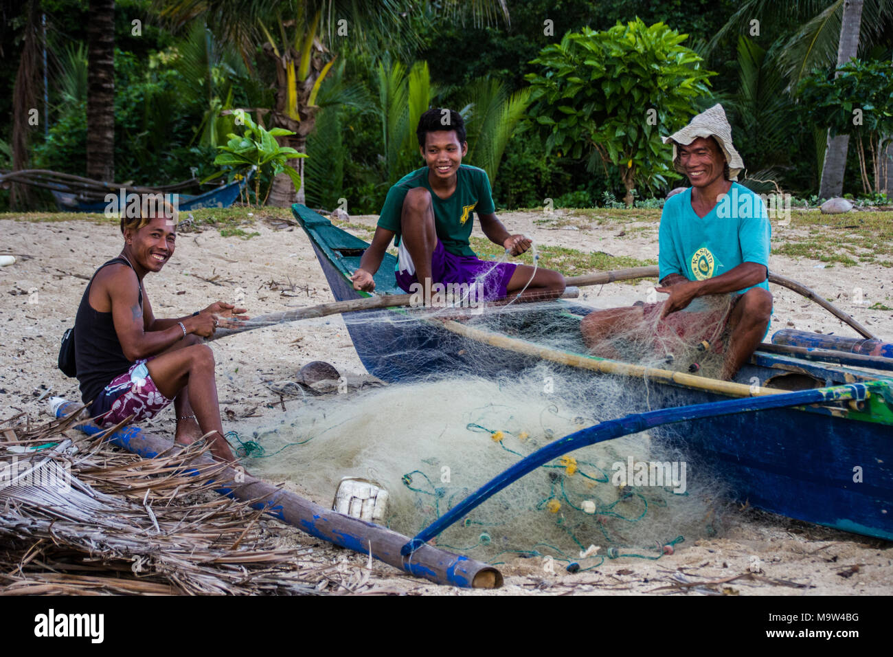 Carabao Island (Philippines);9 March 2018: Fishermen at work Stock Photo