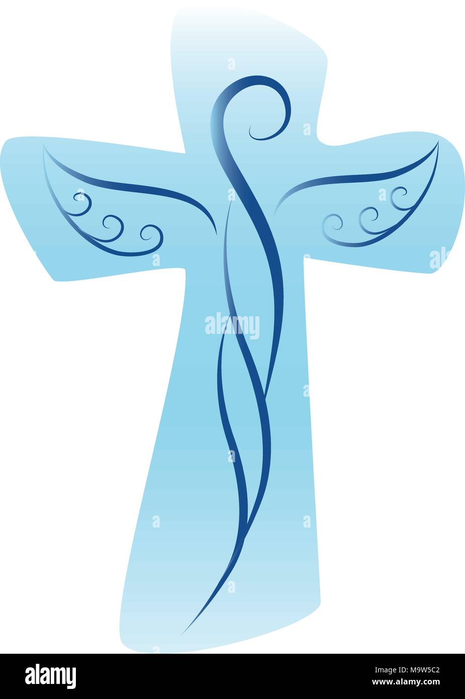 Vector christian cross with guardian angel Stock Vector