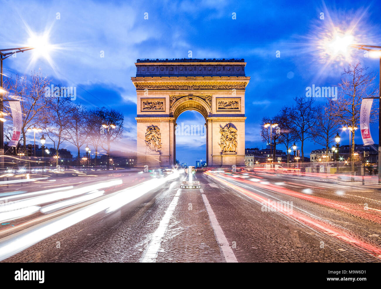 Champs elysees street view at triumphal arch, France