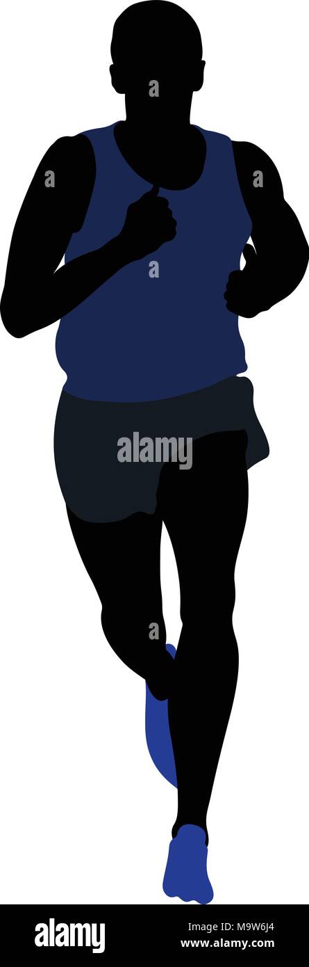 male runner athlete running middle distance black silhouette Stock ...