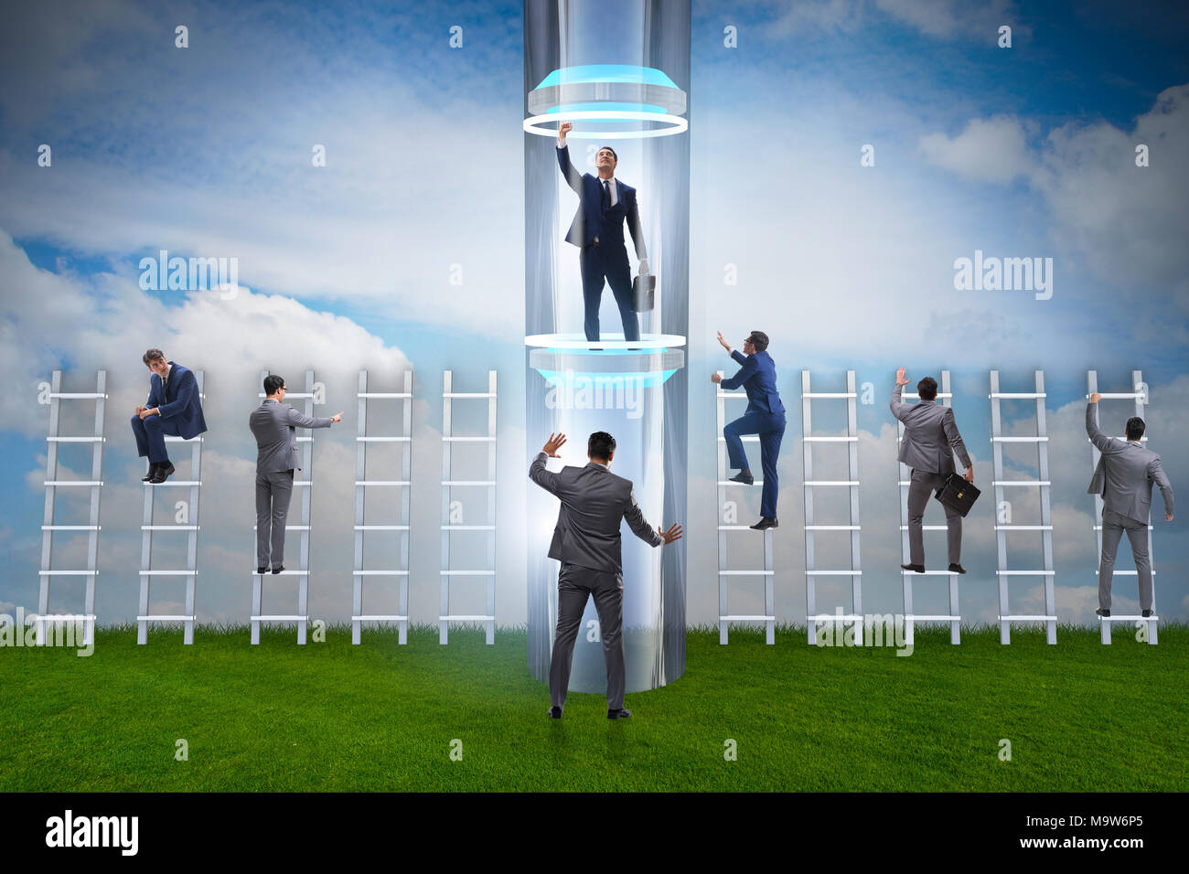 Businessmen in accelerated and fast promotion concept Stock Photo - Alamy