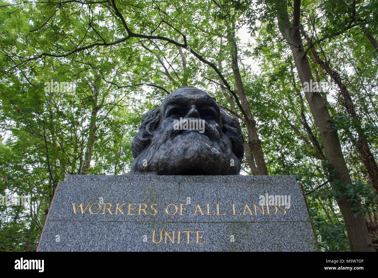 London. Karl Marx grave, Highgate cemetery est. United Kingdom. Stock Photo