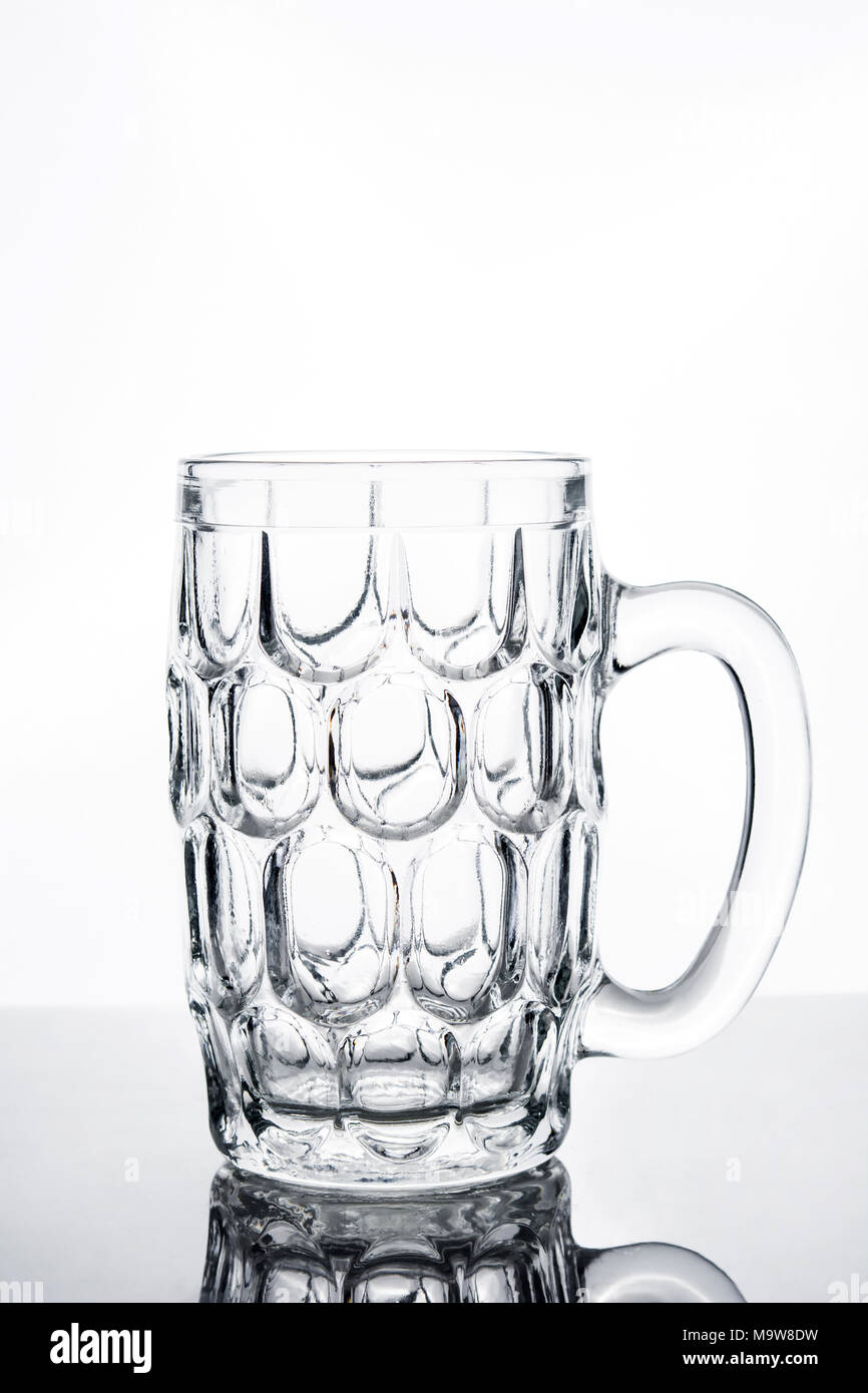 Empty beer glass jar on white background Stock Photo