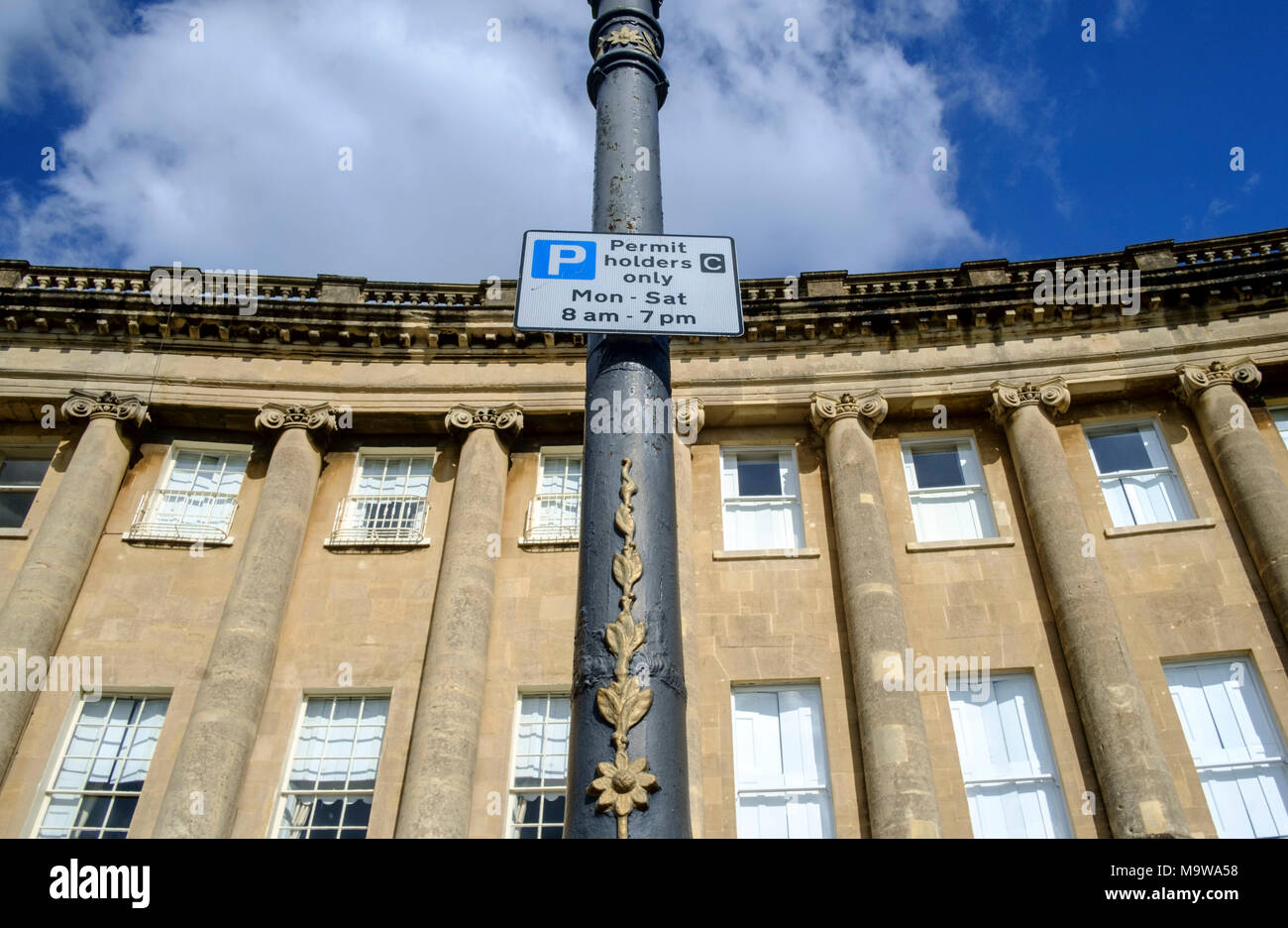 Car Parking in Somerset City of Bath,england UK Permit parking only Stock Photo