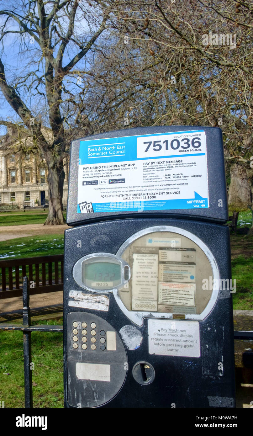 Ticket Machine, Car Parking in Somerset City of Bath,england UK Stock Photo