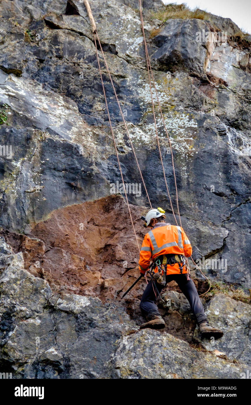 Rope Technician from Vector Rope Access inspects Cheddar Stock
