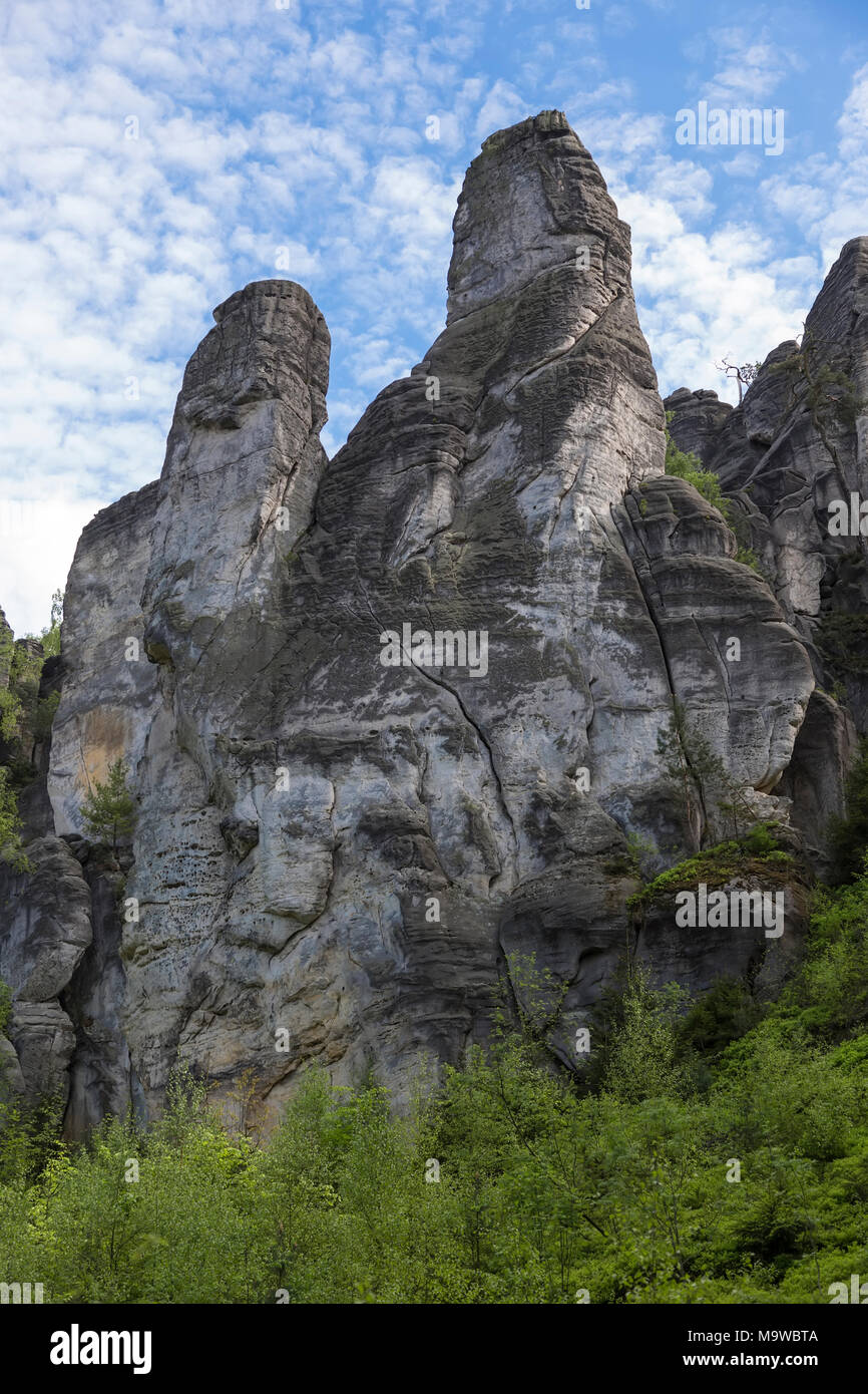 The Prachov Rocks (Czech: Prachovské skály) are a rock formation in the Czech Republic Stock Photo